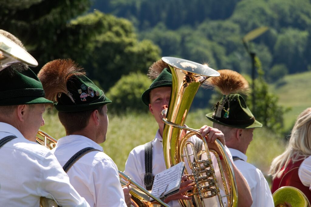 bavaria, music, chapel, tradition, costume, gamsbart, wind instrument, cap, leather pants, folk music, germany, folk festival, regional customs, blowers, folk music, folk music, folk music, folk music, folk music